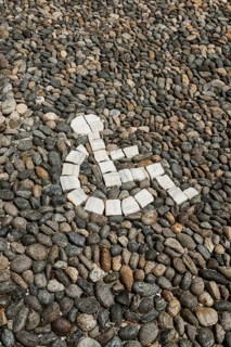 Pebble mosaic, wheelchair, disabled, parking lot, parking space for the disabled, Freiburg im