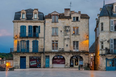 Historic buildings in the evening light of the old town of Pèrigueux, Dordogne, France