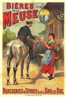 Advertising poster, beverage advertisement, poster promoting Bieres de la Meuse from the breweries