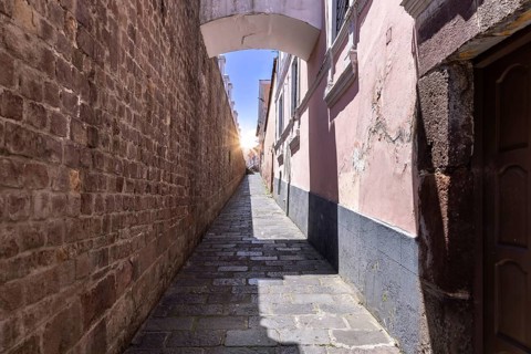 Old Town in Quito, Ecuador. Colonial colorful scenic historic city center streets