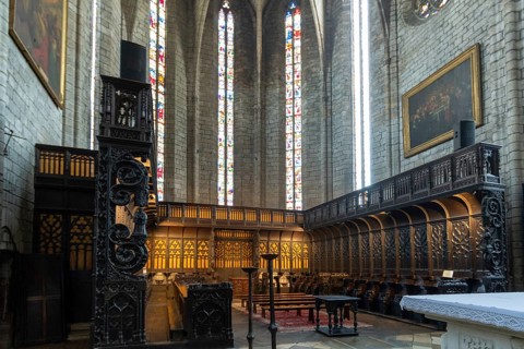 Villefranche de Rouergue. City of Art and History. Stalls of Collegiale Notre Dame, Aveyron.
