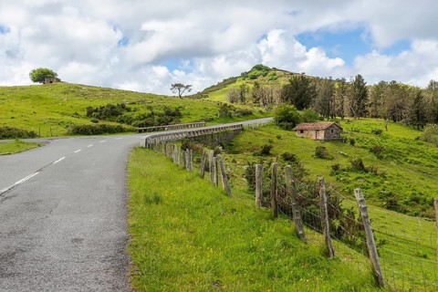Mountain pass in the Basque Country on Pico Jaizkibel near Hondarribia on the border between France