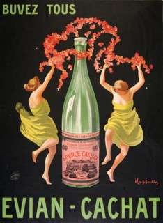 Advertising poster, beverage advertisement, advertising poster depicting the iconic green glass