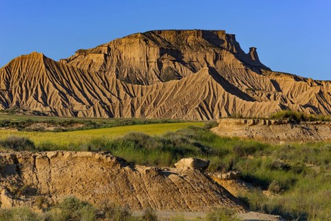 El Rallón in the Bardena Blanca section, Bardenas Reales Natural Park, Navarra, Spain
