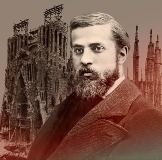 Portrait of Antoni Gaudí i Cornet, 1852 – 1926, Catalan architect and designer from Spain, the