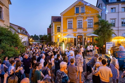 On a long promenade on the Elnhang between Loschwitz and Pillnitz, a big festival is celebrated
