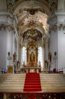 Interior view, chancel, altar, high altar, collegiate church of the monastery and present-day St
