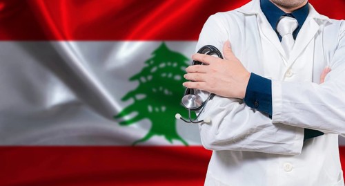 Lebanese national health system, Medical professional holding sthetoscope isolated
