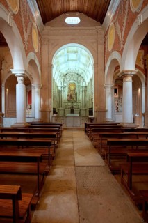 Santa Maria da Alcacova Church, Central Nave and choir, Santarem, Ribatejo, Portugal