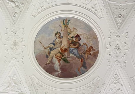 View of the ceiling with paintings and stucco, Kaisersaal designed as a sala terrana, historic