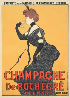 Advertising poster, beverage advertisement, champagne de Rochegre advertising poster by Leonetto