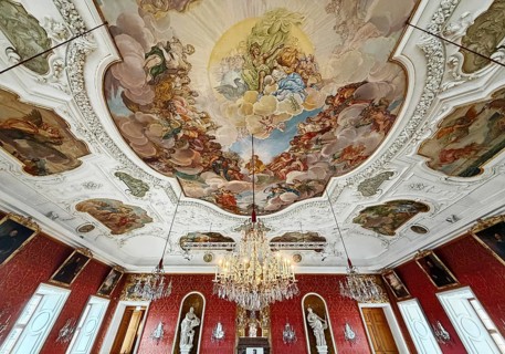 Fürstensaal, ceiling painting by Melchior Steidl, historic rooms in the city palace, Baroque