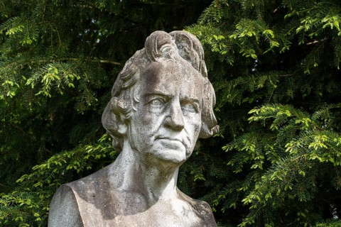 Statue of Christian Daniel Rauch in front of his birthplace, German Neoclassicism sculptor, Bad