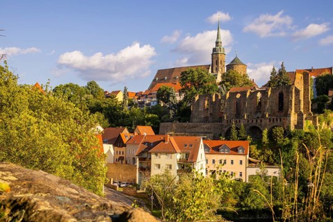 Nicolaikirchruine, Dom, Nicolaiturm am Spreeufer, Bautzen, Saxony, Germany
