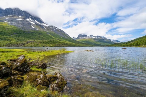 Litlvatnet Mountain Landscape and Lake, Innerdalen High Valley, Trollheimen Mountain Area, Sunndal,