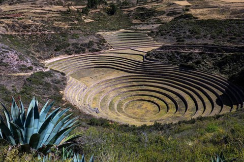 Circular, agricultural terraces of Moray, Inca agricultural laboratory for different microclimates,