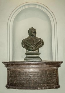 Bust of the Swedish king Gustav II Adolf (1594-1632) in the town hall of Stralsund,