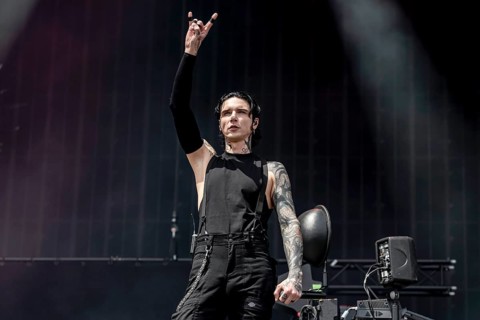 Andrew Andy Biersack, singer of Black Veil Brides live at Rock im Park on Zeppelin Field in
