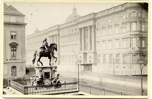 Berlin, Mitte, Stadtschloss facing south, An equestrian statue in front of a large, historic
