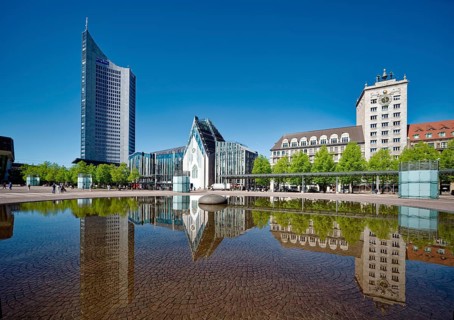Krochhochhaus, Paulinum, Aula and University Church St. Pauli and Leipzig City Tower on