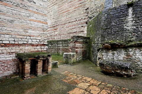 Remains of the Roman thermal baths, Thermes de Constantin, Arles, Camargue, southern France,