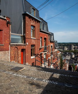 The Montagne de Bueren, Büren Treppe, tourist attraction in the old town of Liege, Belgium