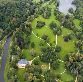 Germany, Greizer Park, Sommerpalais Greiz, Thuringia, Thuringia, aerial view, cultivated landscape,