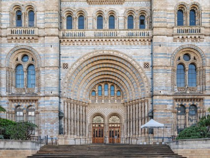 Entrance, Natural History Museum or Natural History Museum façade, built in 1860 in