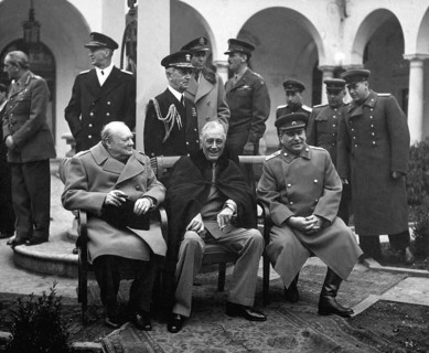 *The Big Three', Franklin D. Roosevelt with Churchill and Stalin at the Yalta Conference on 9