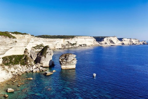 Chalk cliffs, southern tip of Corsica, Mediterranean Sea, Bonifacio, Corsica, France