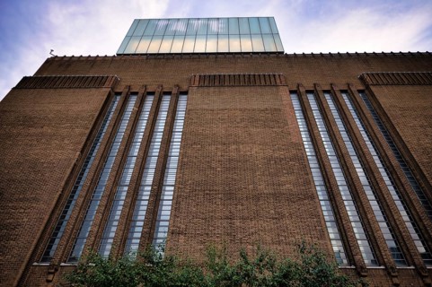 Façade of the Tate Gallery of Modern Art, former combined heat and power plant, Bankside,
