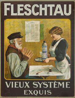 Advertising poster, beverage advertisement, historic Belgian advertising poster for Jenever called