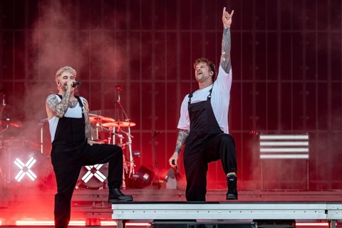 Nico Sallach and Kevin Ratajczak from Electric Callboy live at Rock im Park on Zeppelin Field in