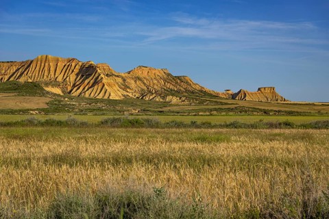 Bizarre rock formation in Bardenas Reales nature park Park, Navarra, Spain