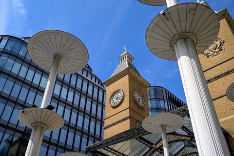 Liverpool Street Station towers, Victorian era building designed by engineer Edward Wilson,