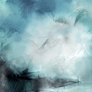Calm blue abstract digital oil painting evoking water and bright sky light. Ocean theme background