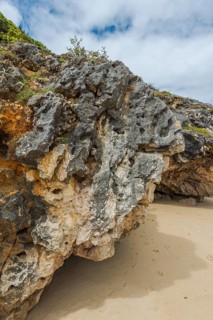 Rocks at Playa de Berria in Santona, surfing beach in Cantabria, Spain