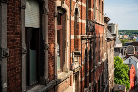 The Montagne de Bueren, Büren Treppe, tourist attraction in the old town of Liege, Belgium