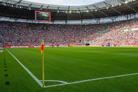 WROCLAW, POLAND, MAY 31, 2026: Friendly football match Poland vs Ukraine. Aerial view at the pitch