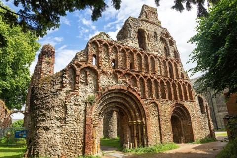 Pardon Door, ruins of St Botolph's Priory medieval Augustinian religious house, Colchester, Essex,