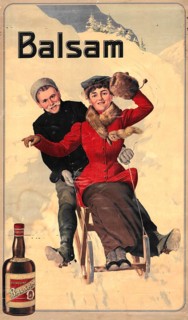Advertising poster, beverage advertisement, antique Belgian advertising poster for balm aperitif