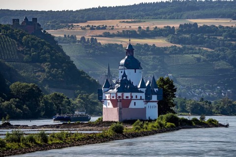 Pfalzgrafenstein Castle in the Rhine, near Kaub, Zollburg, in the Upper Middle Rhine Valley,