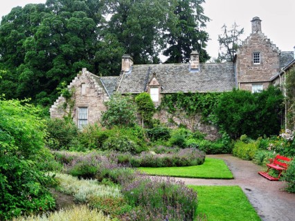 Cawdor Castle, medieval castle with flower garden, Nairn, Inverness, Scottish Highlands, Scotland,