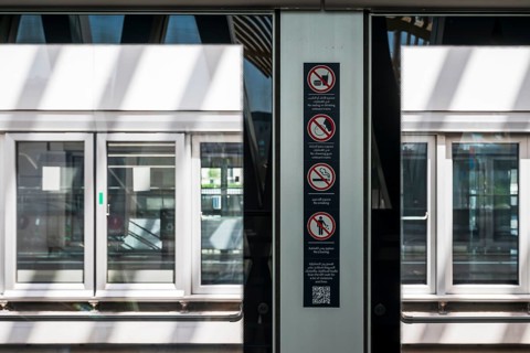 Metro Station Prohibition Board Eating, Chewing Gum, Smoking and Leaving Waste, Dubai, United Arab