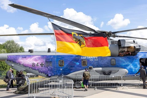 Sikorsky CH-53GA transport helicopter with a special ‘70 Years of the Air Force' livery –