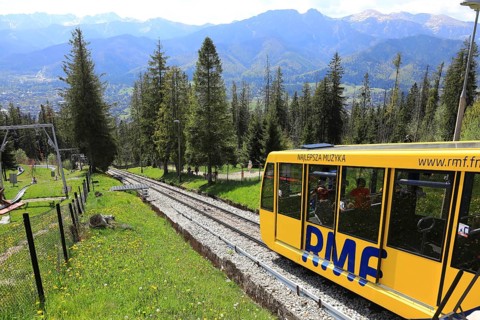 The funicular to Gubalowka Hill in Zakopane, Poland