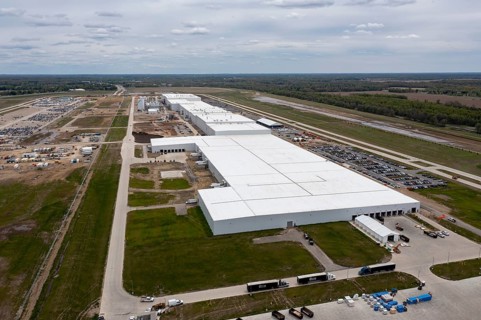 Marshall, Michigan - An aerial view of the Ford BlueOval Battery Park, under construction. The