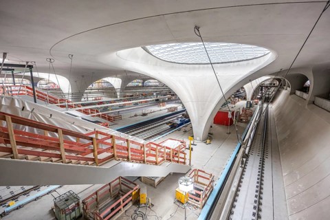 Stuttgart 21 station with light eyes tunnel Construction site new main station in Stuttgart,
