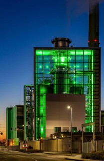 The Lausward combined heat and power plant in Düsseldorf, gas and steam turbine power plant,