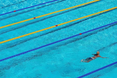 Swimmer, large hill, ski jump, Salpausselkä ski jumps, with large swimming pool, outdoor pool in